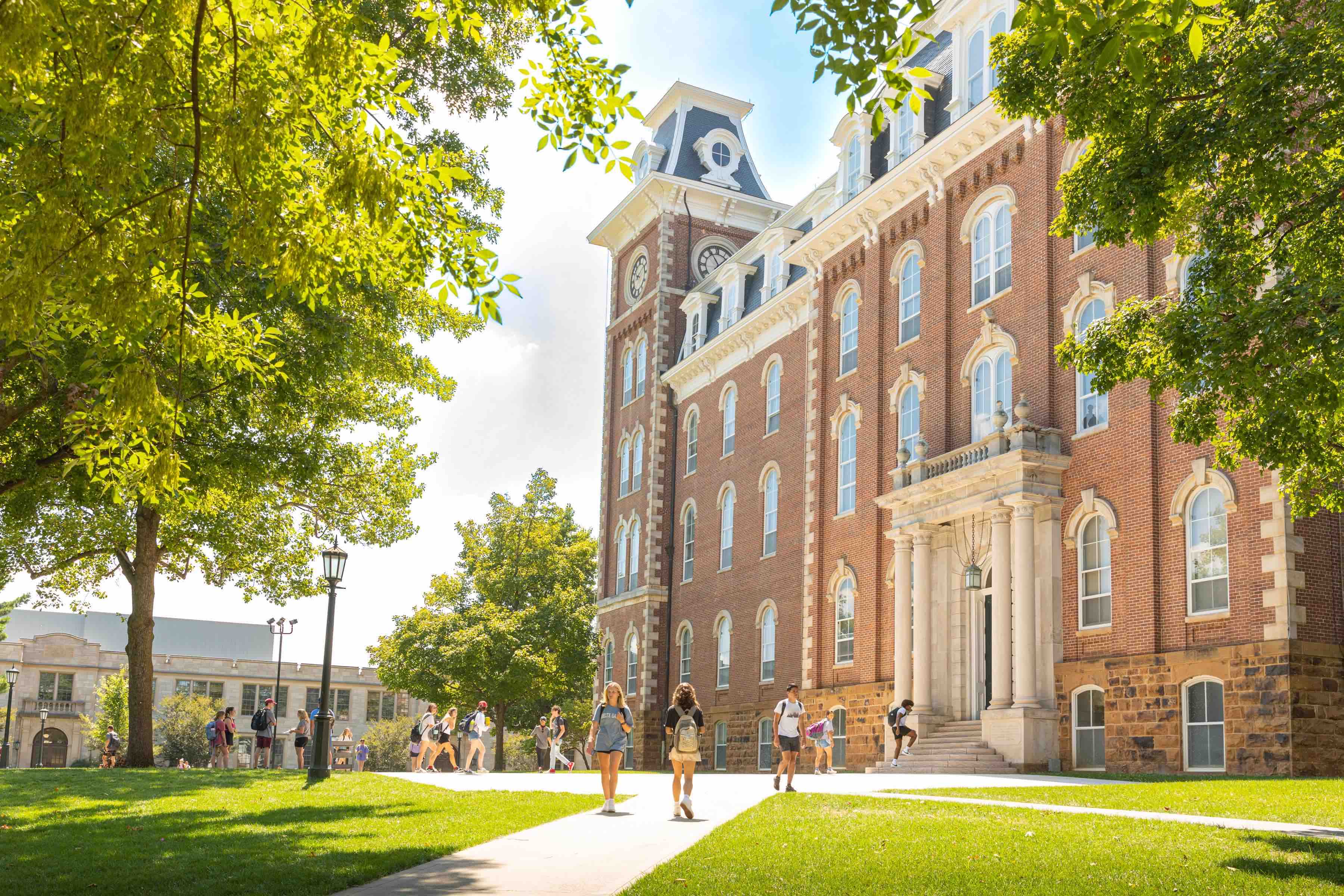 Front view of Old Main at the University of Arkansas